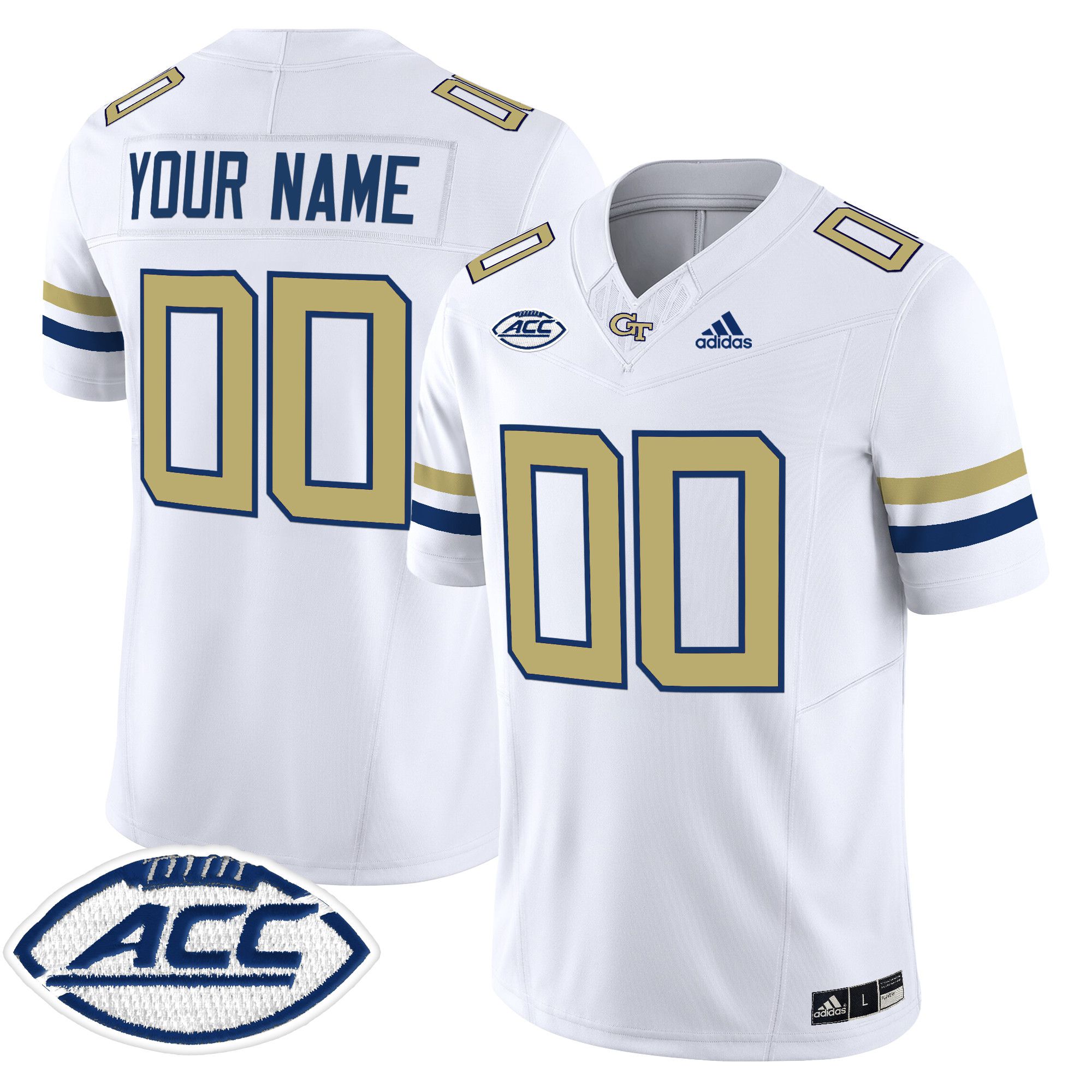 Men Georgia Tech White Adidas 2024 Vapor Limited Custom NCAA Jersey->customized ncaa jersey->Custom Jersey